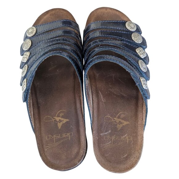 Dansko Deep Blue Patent Sandals - Size 36 - Picture 4 of 14